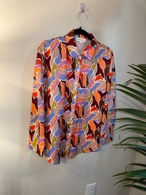 Lovely Melody Multicolor Abstract Print Button-Down Shirt